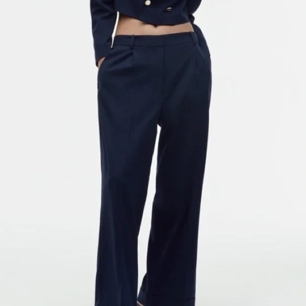 Zara Navy Wide-Leg Dress Pants